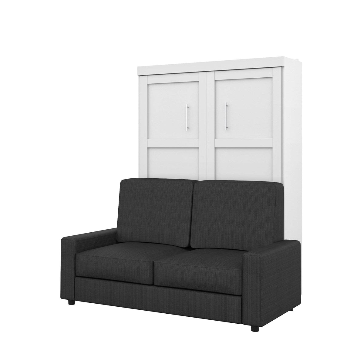 Modubox Pur Full Murphy Wall Bed and a Sofa in White, image 4