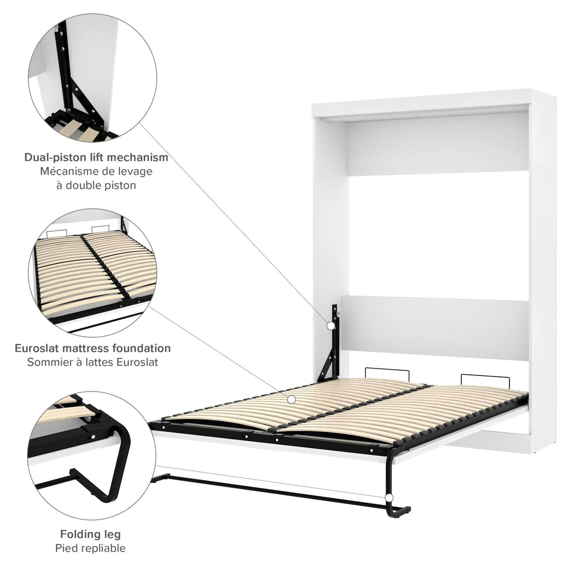 Modubox Pur Full Murphy Wall Bed and a Sofa in White, image 7