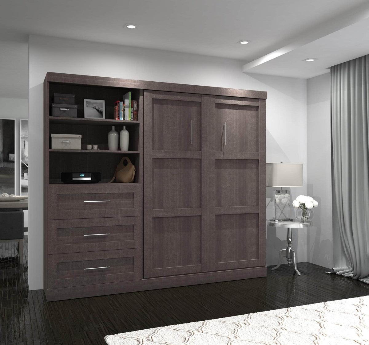 Modubox Pur Full Murphy Wall Bed and Storage Unit with Drawers (95W), image 2
