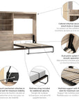 Modubox Pur Full Murphy Wall Bed and Storage Unit with Drawers (95W), image 30