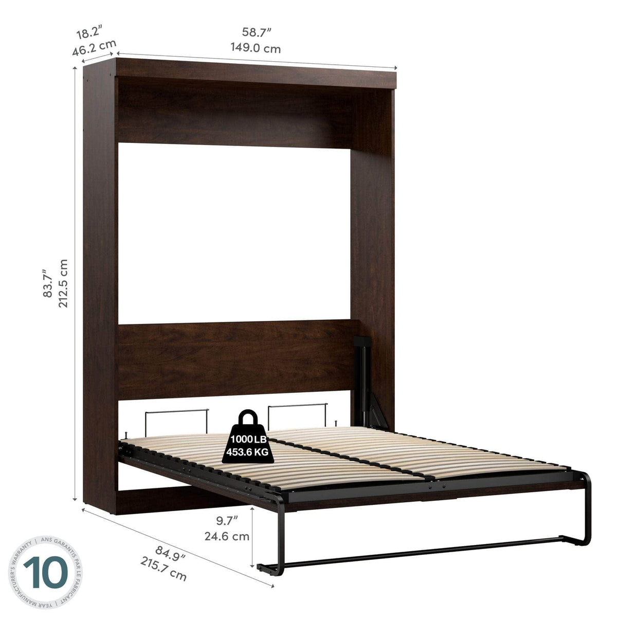 Modubox Pur Full Size Murphy Wall Bed, image 23