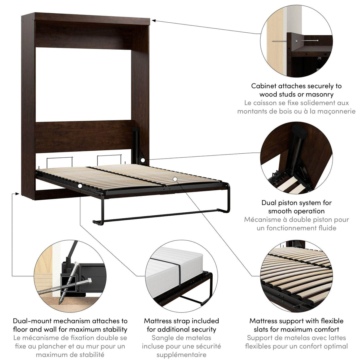 Modubox Pur Full Size Murphy Wall Bed, image 30