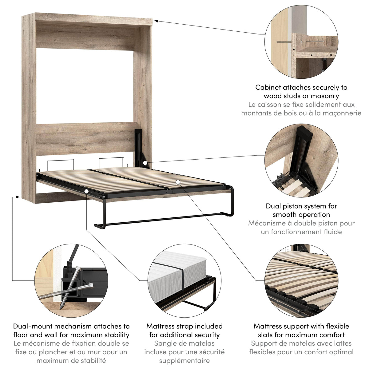 Modubox Pur Full Size Murphy Wall Bed, image 43
