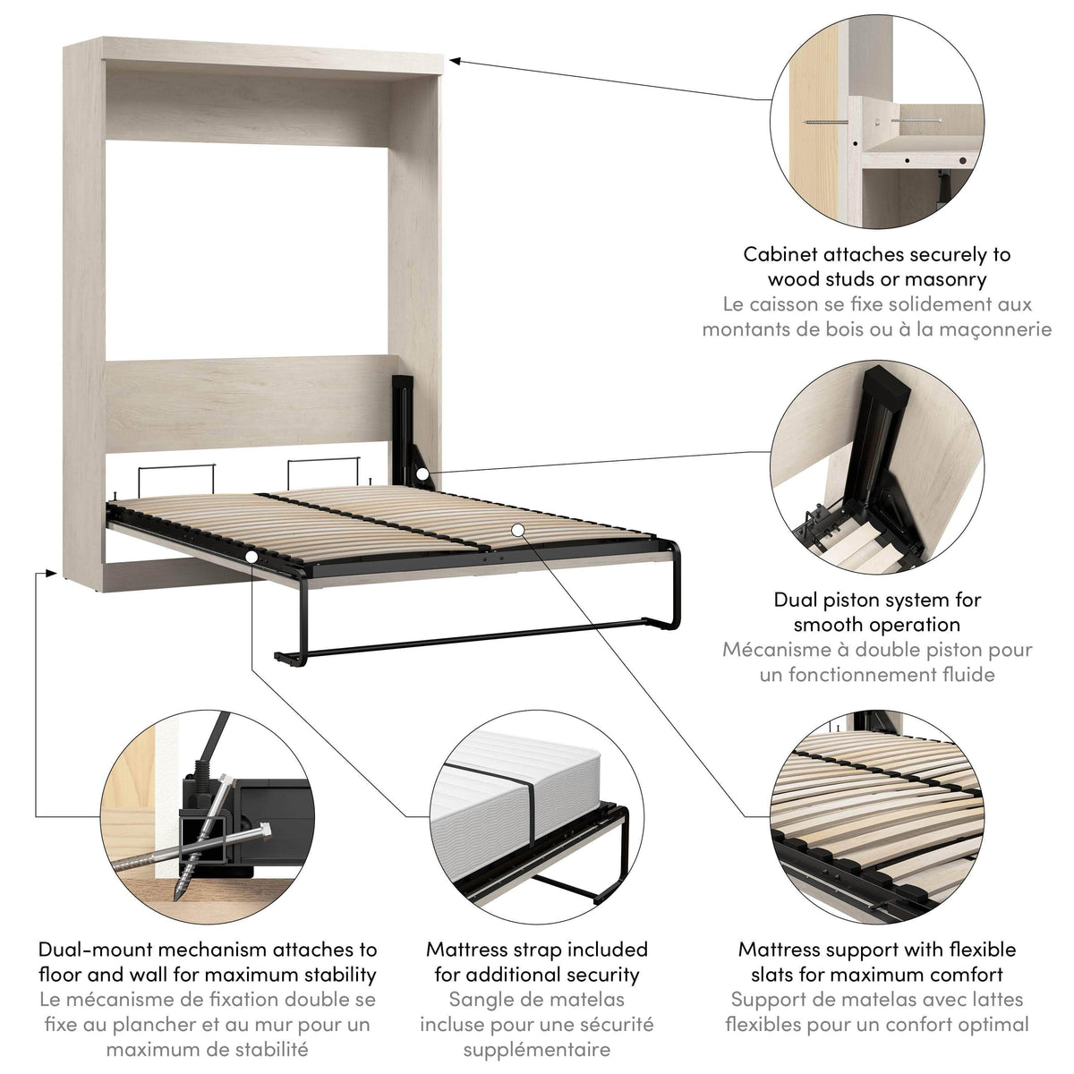 Modubox Pur Full Size Murphy Wall Bed, image 53
