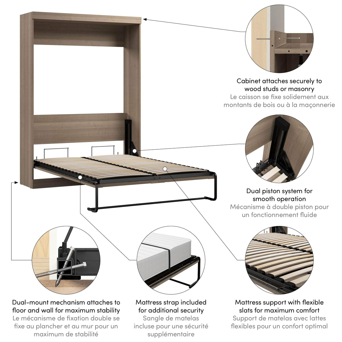 Modubox Pur Full Size Murphy Wall Bed, image 65