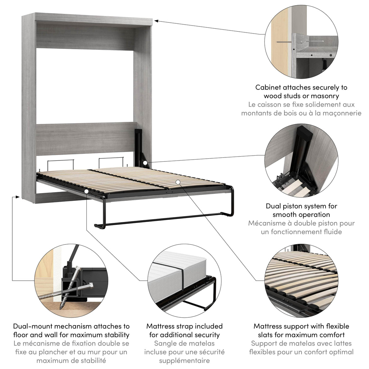 Modubox Pur Full Size Murphy Wall Bed, image 14