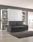 Modubox Pur Queen Murphy Wall Bed, 2 Storage Units and a Sofa (115“) in White, image 2