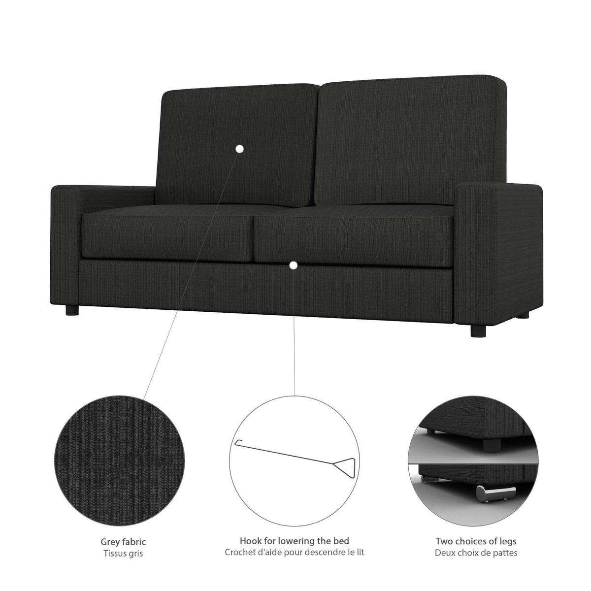 Modubox Pur Queen Murphy Wall Bed, a Storage Unit and a Sofa White, image 11