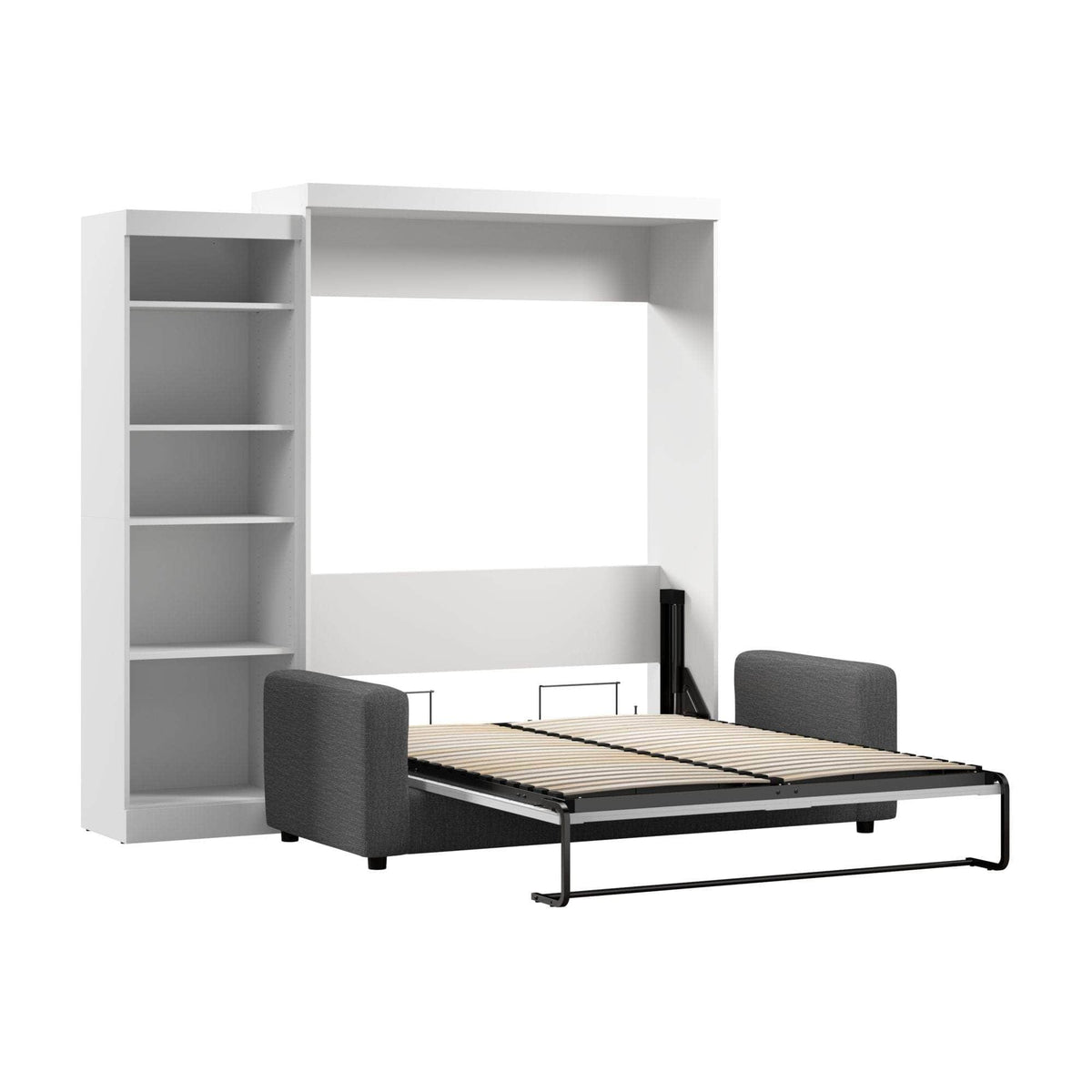 Modubox Pur Queen Murphy Wall Bed, a Storage Unit and a Sofa White, image 4