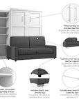 Modubox Pur Queen Murphy Wall Bed, a Storage Unit and a Sofa White, image 8