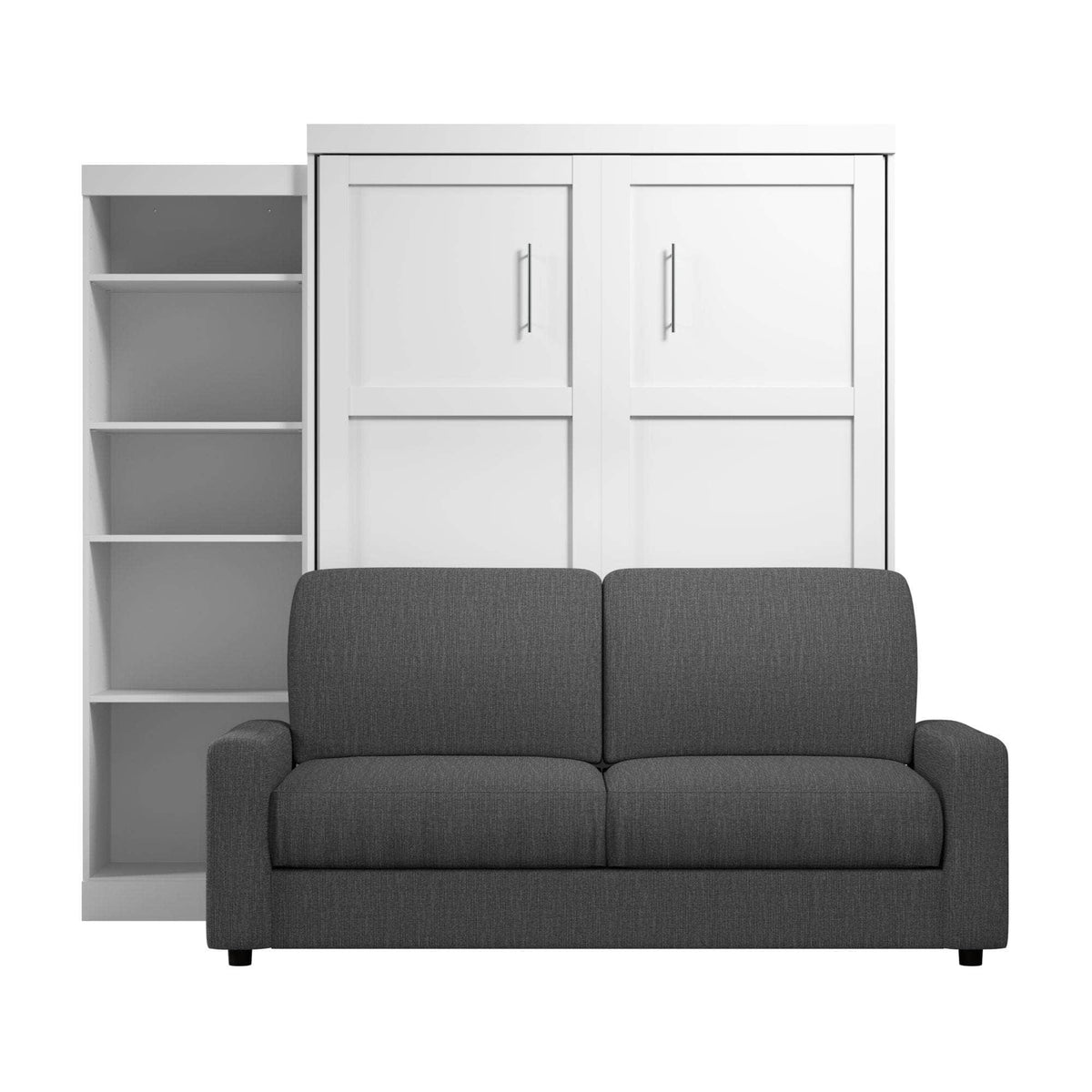 Modubox Pur Queen Murphy Wall Bed, a Storage Unit and a Sofa White, image 6