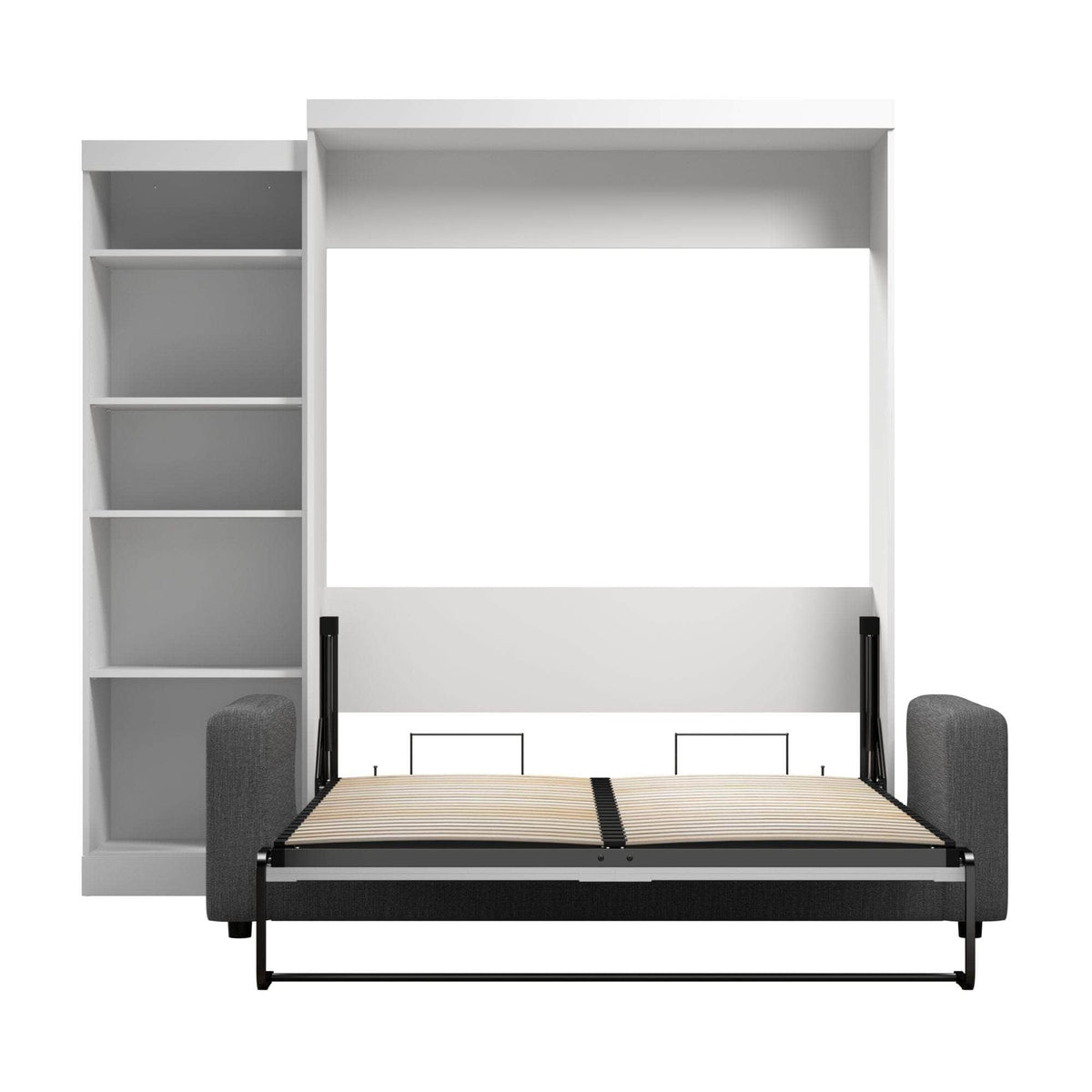 Modubox Pur Queen Murphy Wall Bed, a Storage Unit and a Sofa White, image 7