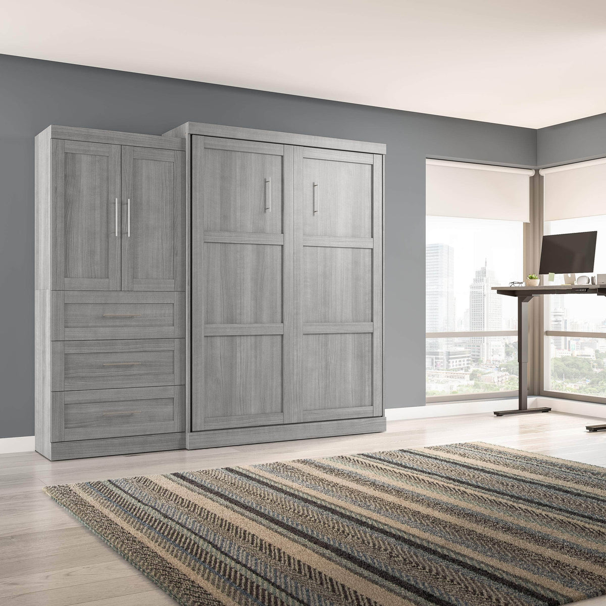 Modubox Pur Queen Murphy Wall Bed and 1 Storage Unit with Drawers (101”), image 19