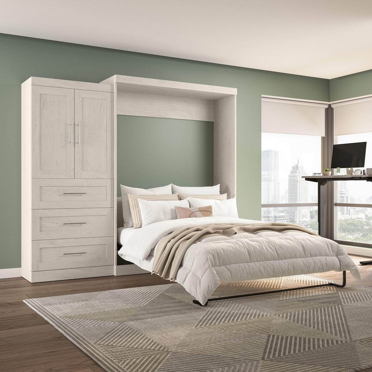Modubox Pur Queen Murphy Wall Bed and 1 Storage Unit with Drawers (101”), image 30