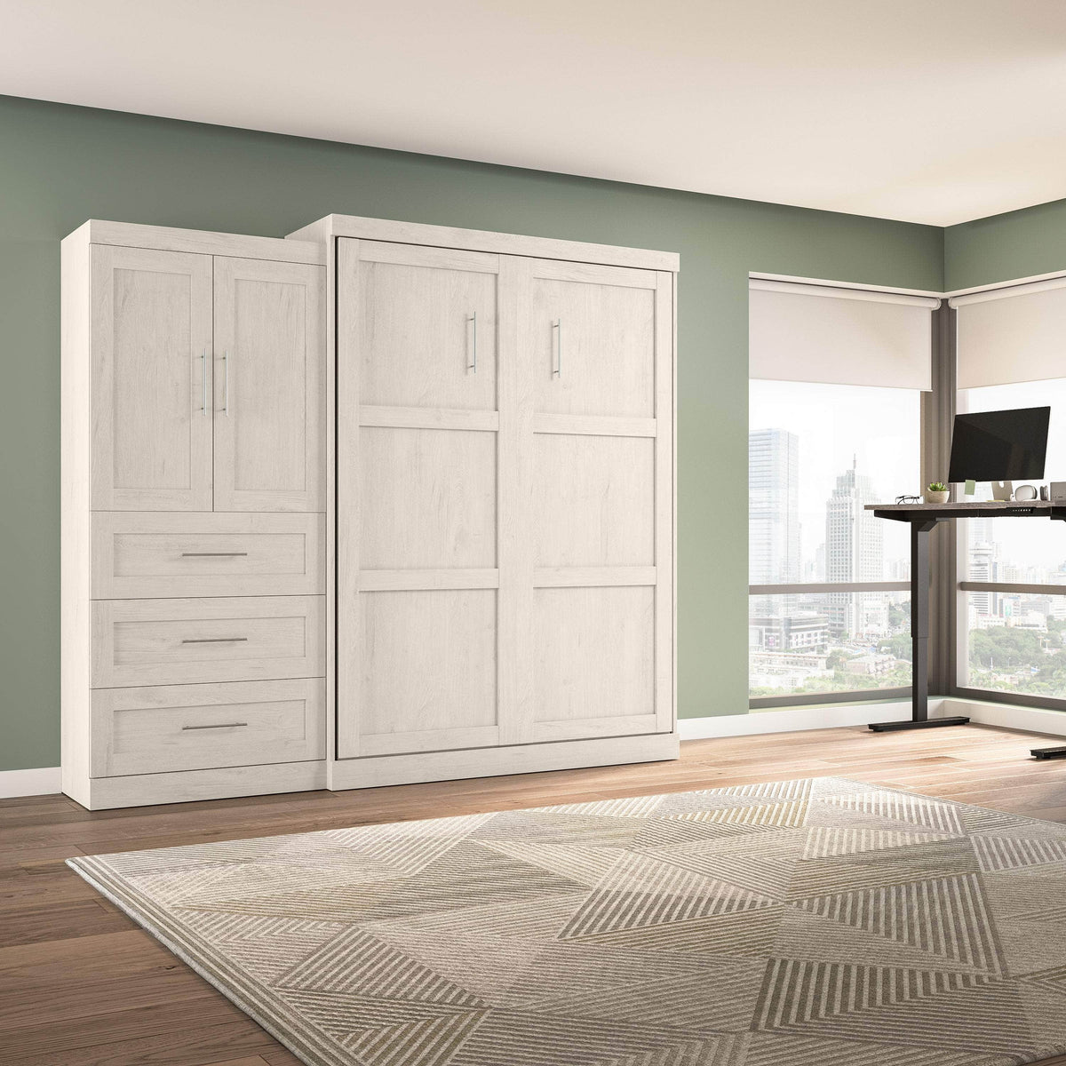 Modubox Pur Queen Murphy Wall Bed and 1 Storage Unit with Drawers (101”), image 32