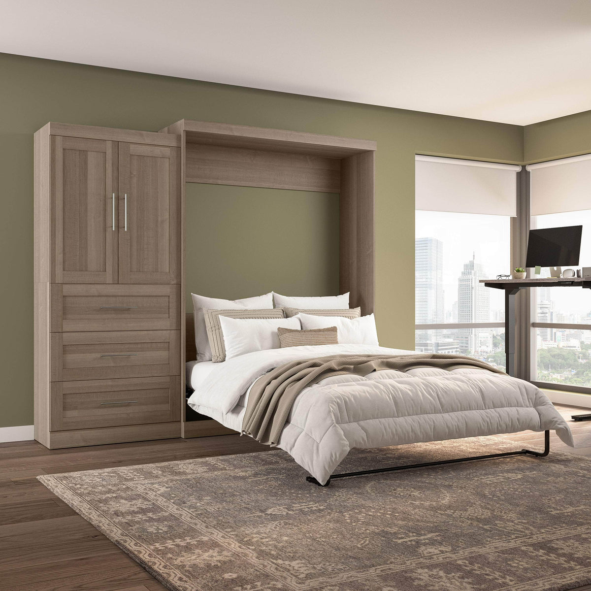 Modubox Pur Queen Murphy Wall Bed and 1 Storage Unit with Drawers (101”), image 43