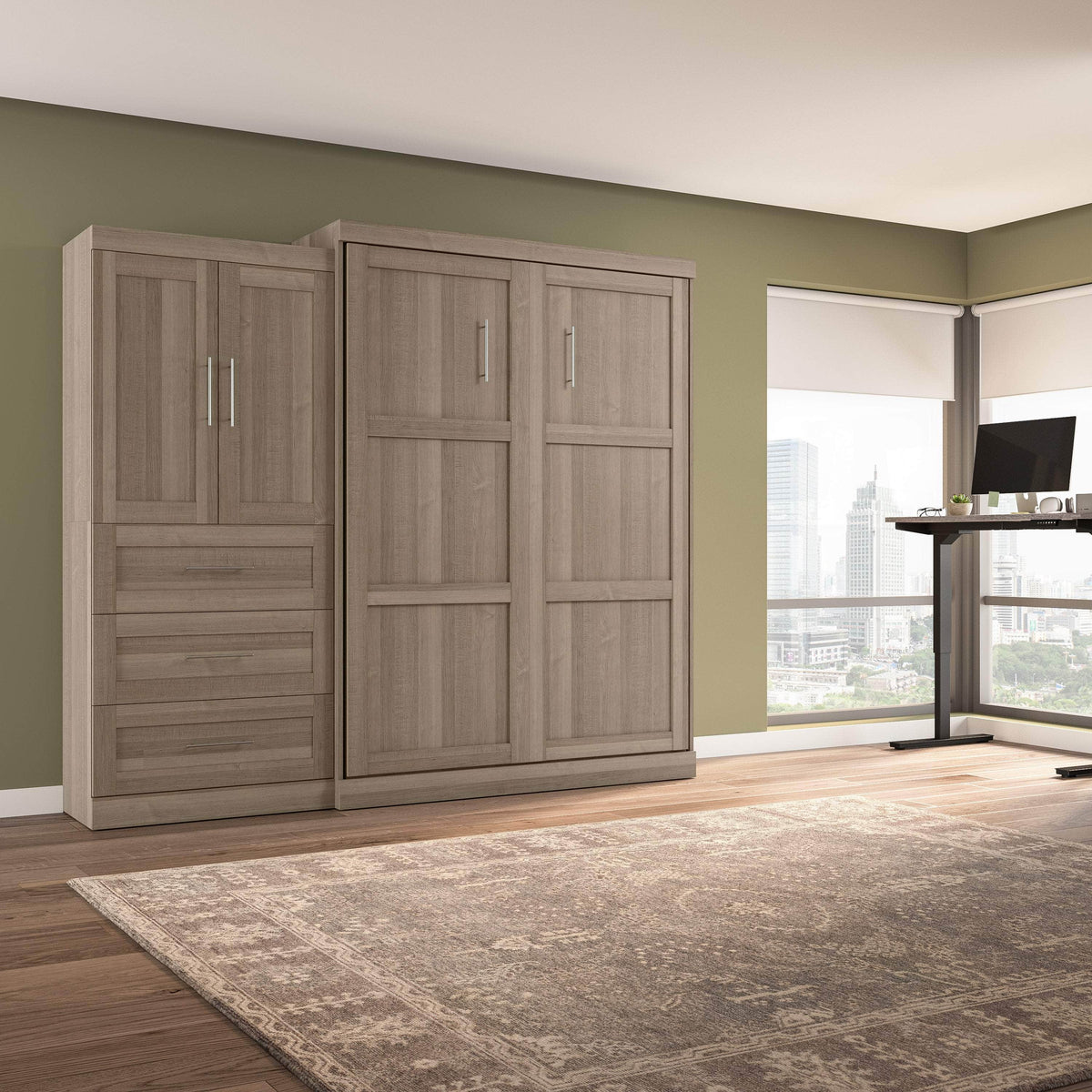 Modubox Pur Queen Murphy Wall Bed and 1 Storage Unit with Drawers (101”), image 44