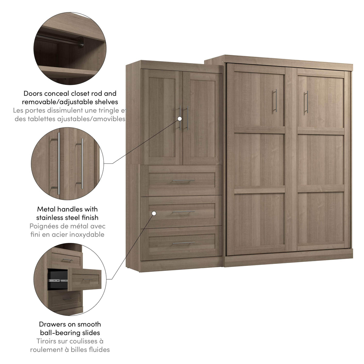 Modubox Pur Queen Murphy Wall Bed and 1 Storage Unit with Drawers (101”), image 51