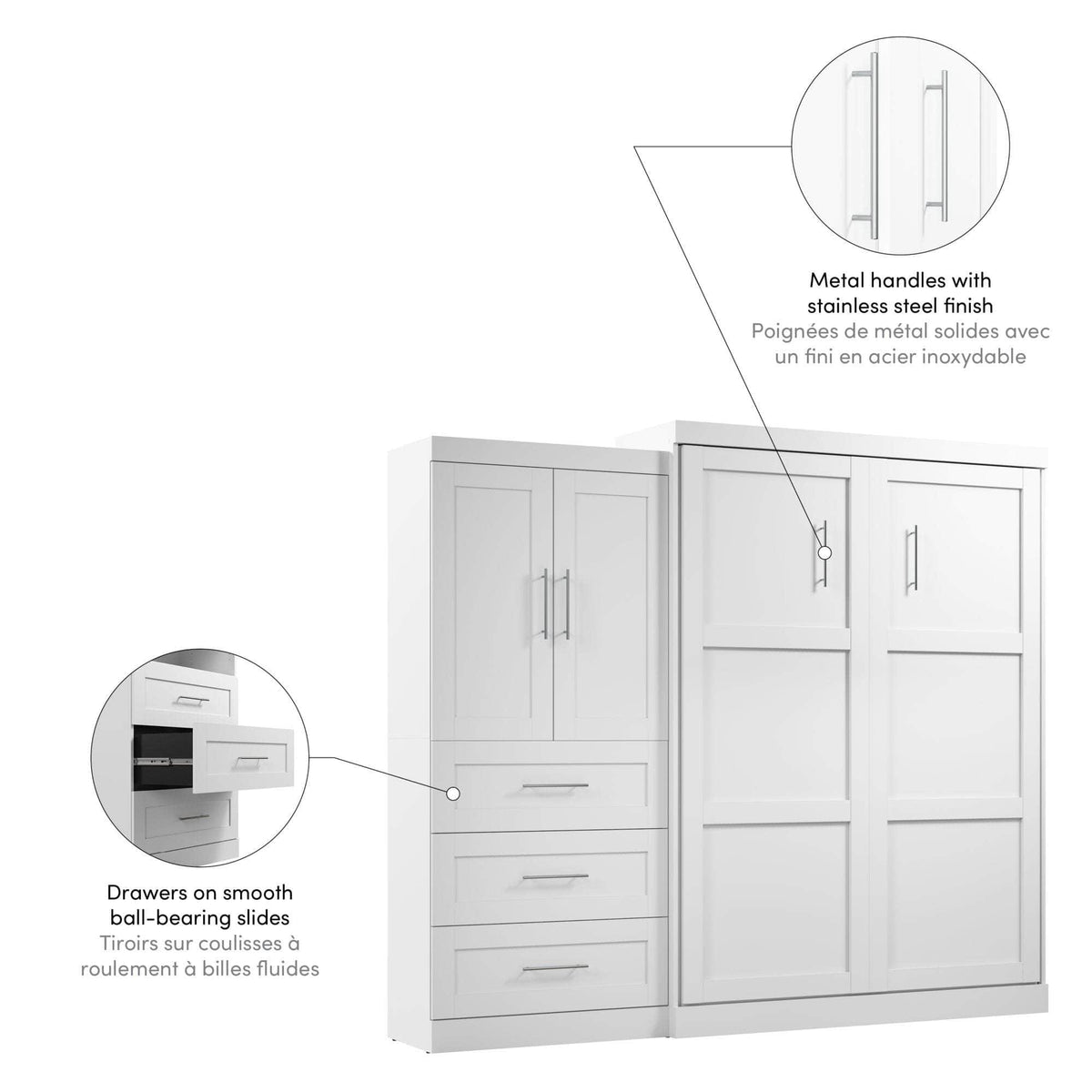 Modubox Pur Queen Murphy Wall Bed and 1 Storage Unit with Drawers (101”), image 9