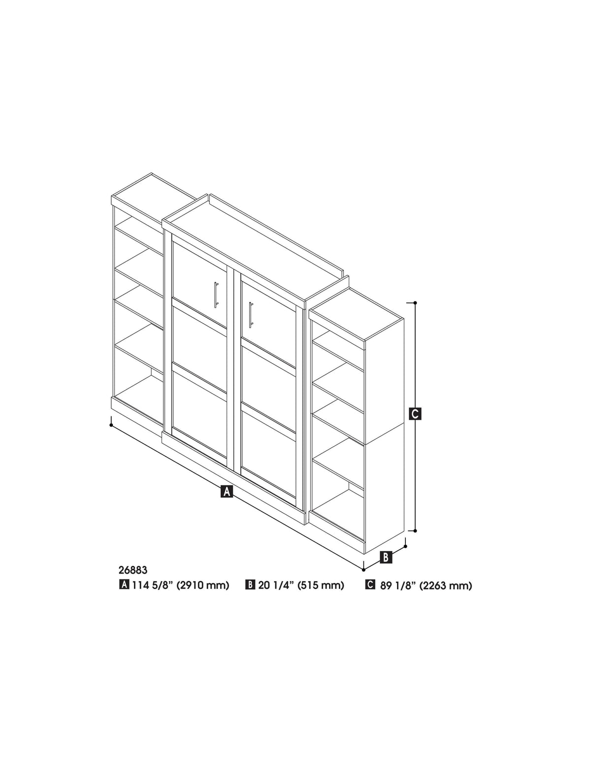 Modubox Pur Queen Murphy Wall Bed and 2 Storage Units (115W), image 10