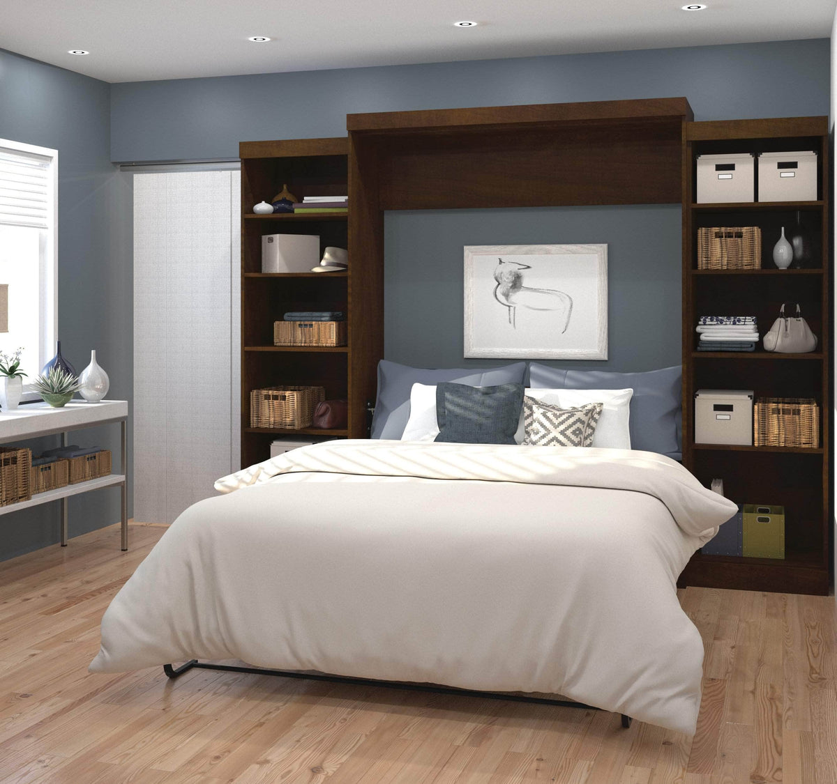 Modubox Pur Queen Murphy Wall Bed and 2 Storage Units (115W), image 5