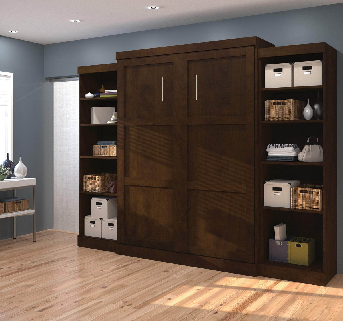 Modubox Pur Queen Murphy Wall Bed and 2 Storage Units (115W), image 6