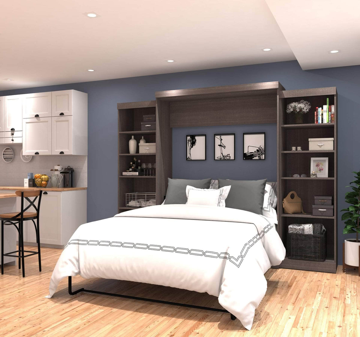 Modubox Pur Queen Murphy Wall Bed and 2 Storage Units (115W), image 2