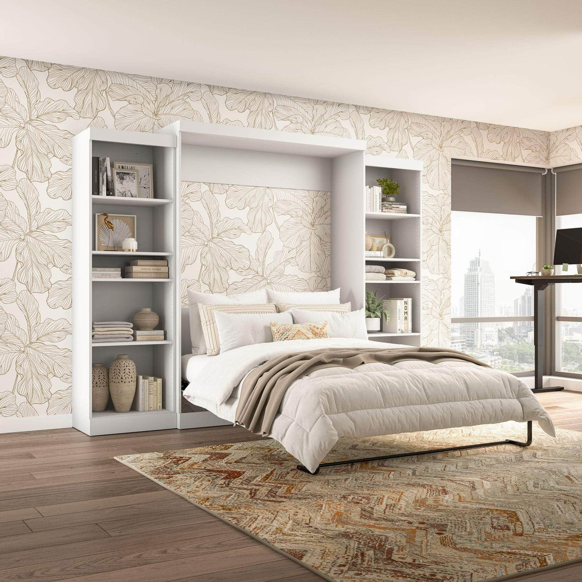Modubox Pur Queen Murphy Wall Bed and 2 Storage Units (115W), image 11