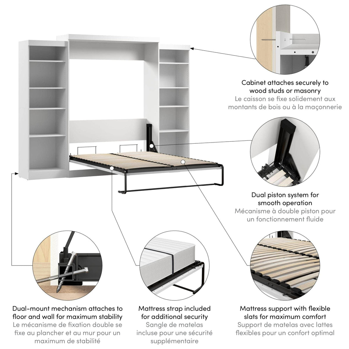 Modubox Pur Queen Murphy Wall Bed and 2 Storage Units (115W), image 19