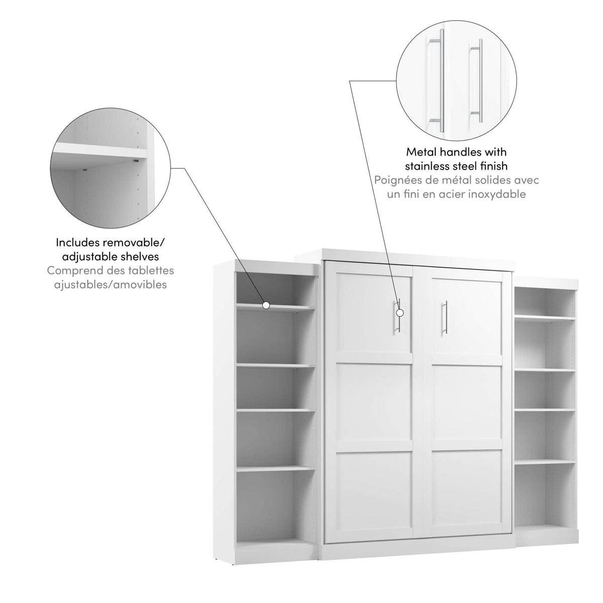 Modubox Pur Queen Murphy Wall Bed and 2 Storage Units (115W), image 16