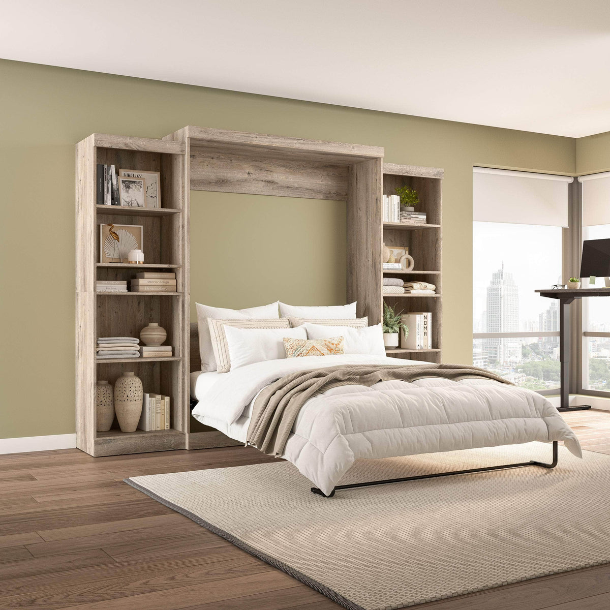 Modubox Pur Queen Murphy Wall Bed and 2 Storage Units (115W), image 27