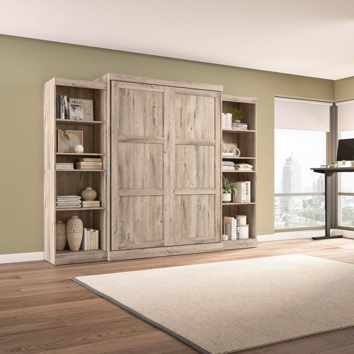 Modubox Pur Queen Murphy Wall Bed and 2 Storage Units (115W), image 29