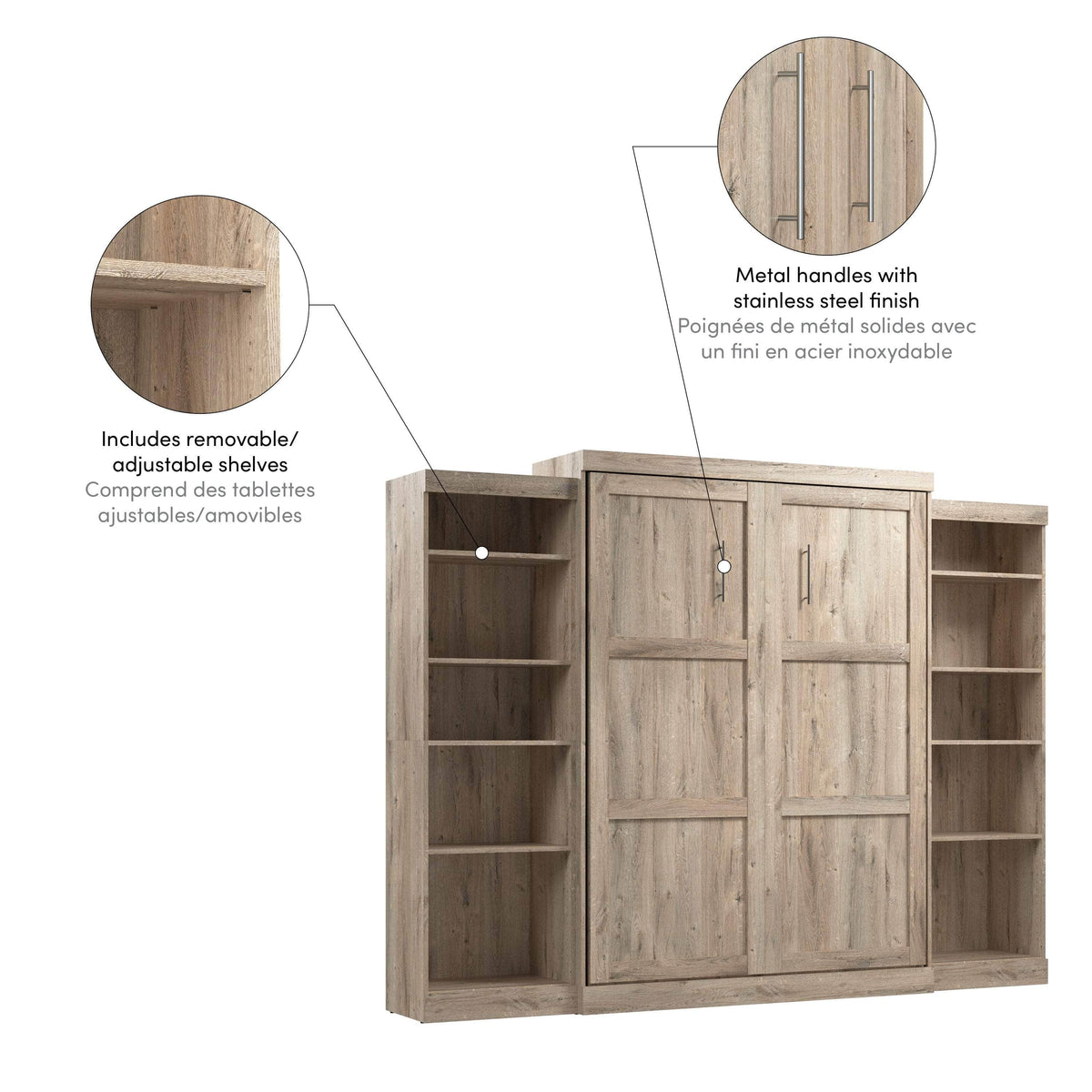 Modubox Pur Queen Murphy Wall Bed and 2 Storage Units (115W), image 34