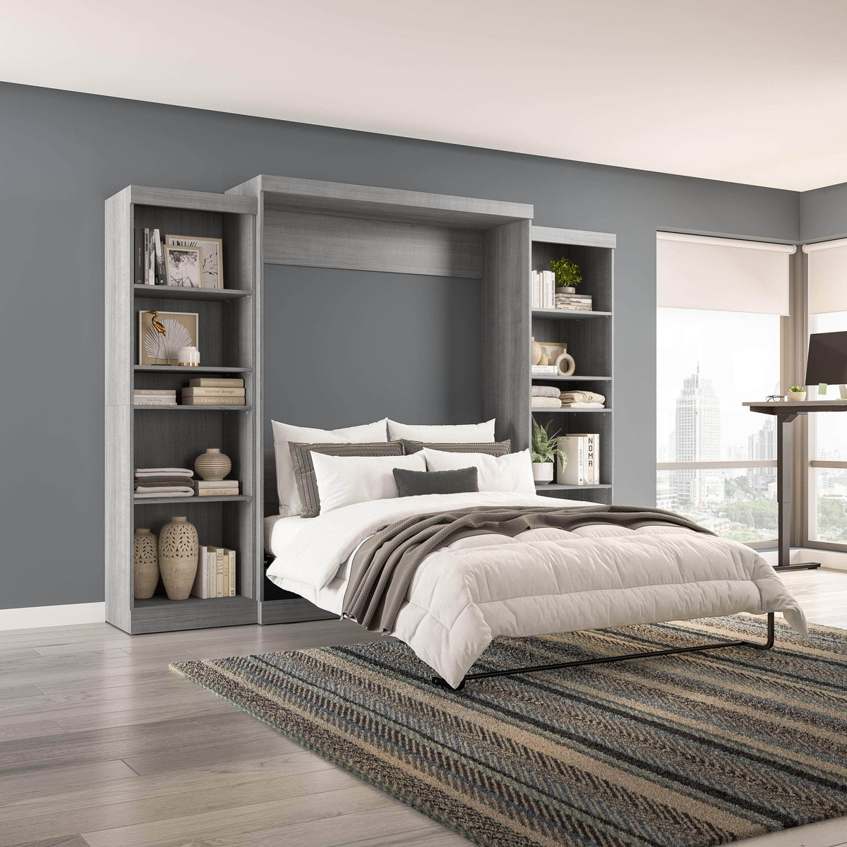 Modubox Pur Queen Murphy Wall Bed and 2 Storage Units (115W), image 40