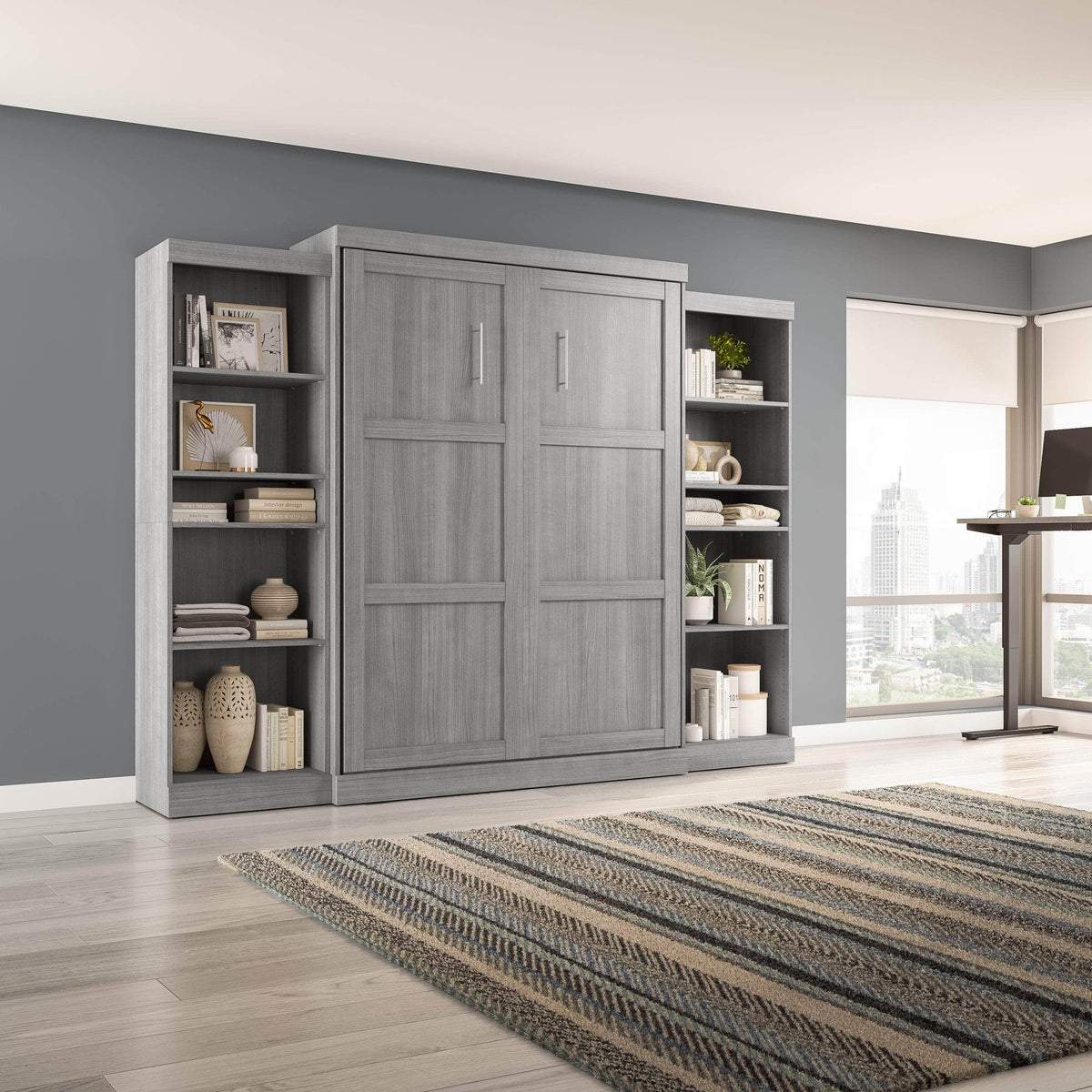 Modubox Pur Queen Murphy Wall Bed and 2 Storage Units (115W), image 41