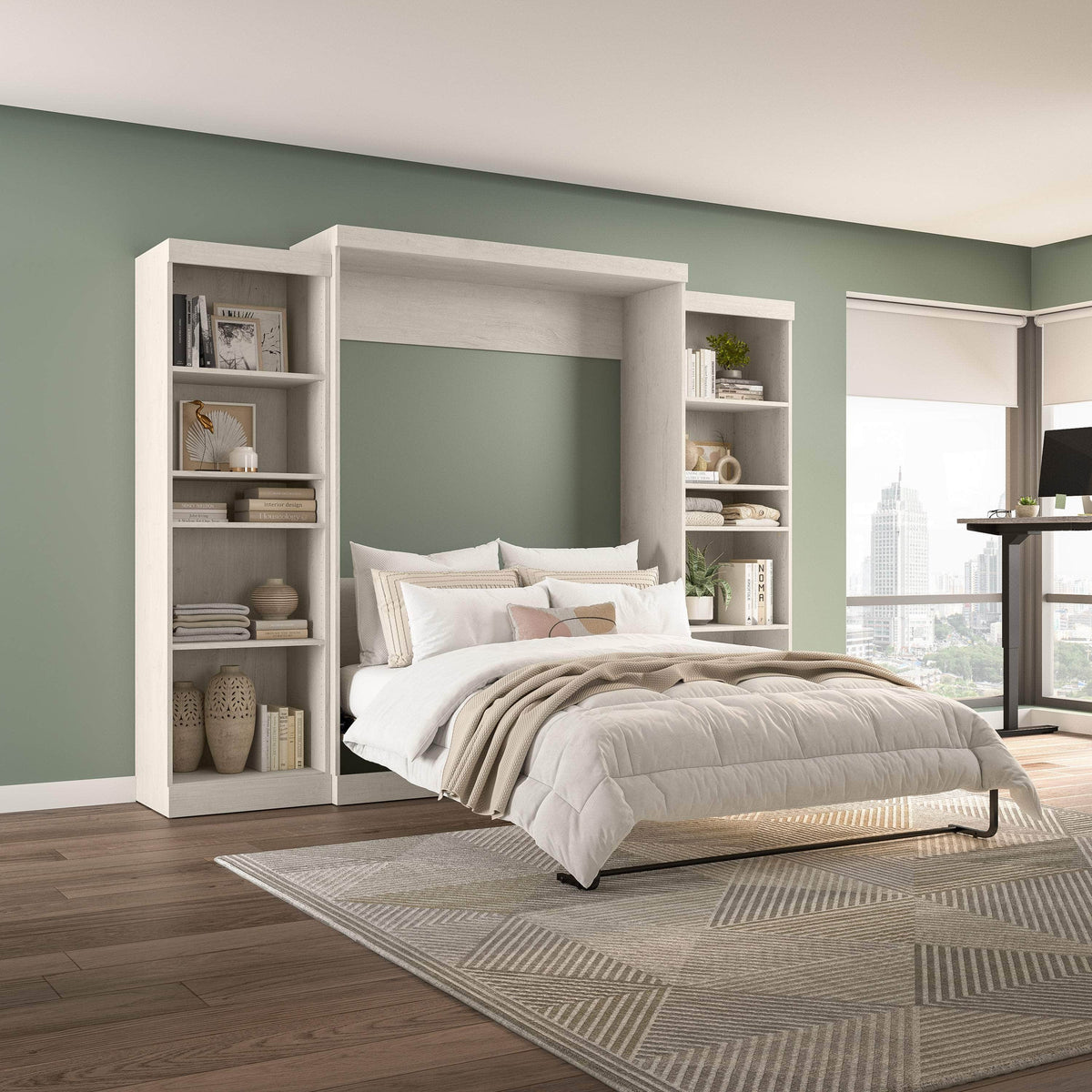 Modubox Pur Queen Murphy Wall Bed and 2 Storage Units (115W), image 52
