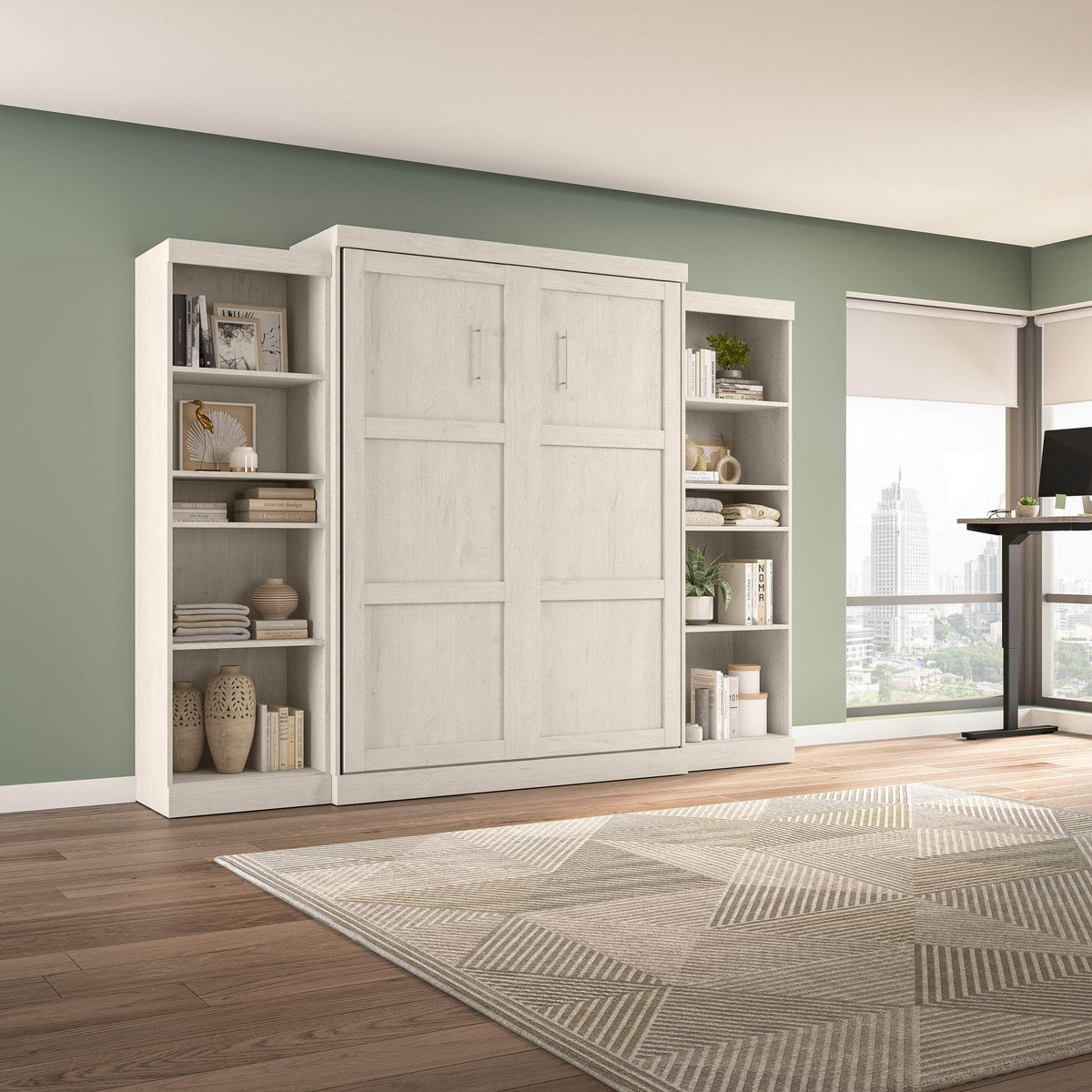 Modubox Pur Queen Murphy Wall Bed and 2 Storage Units (115W), image 56