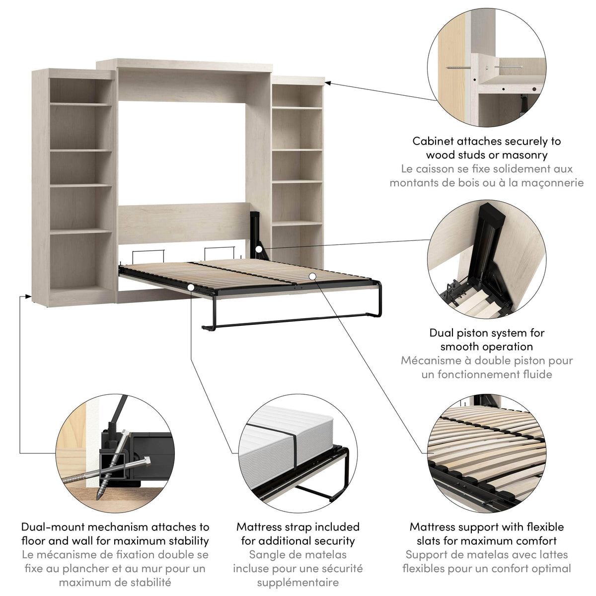 Modubox Pur Queen Murphy Wall Bed and 2 Storage Units (115W), image 58