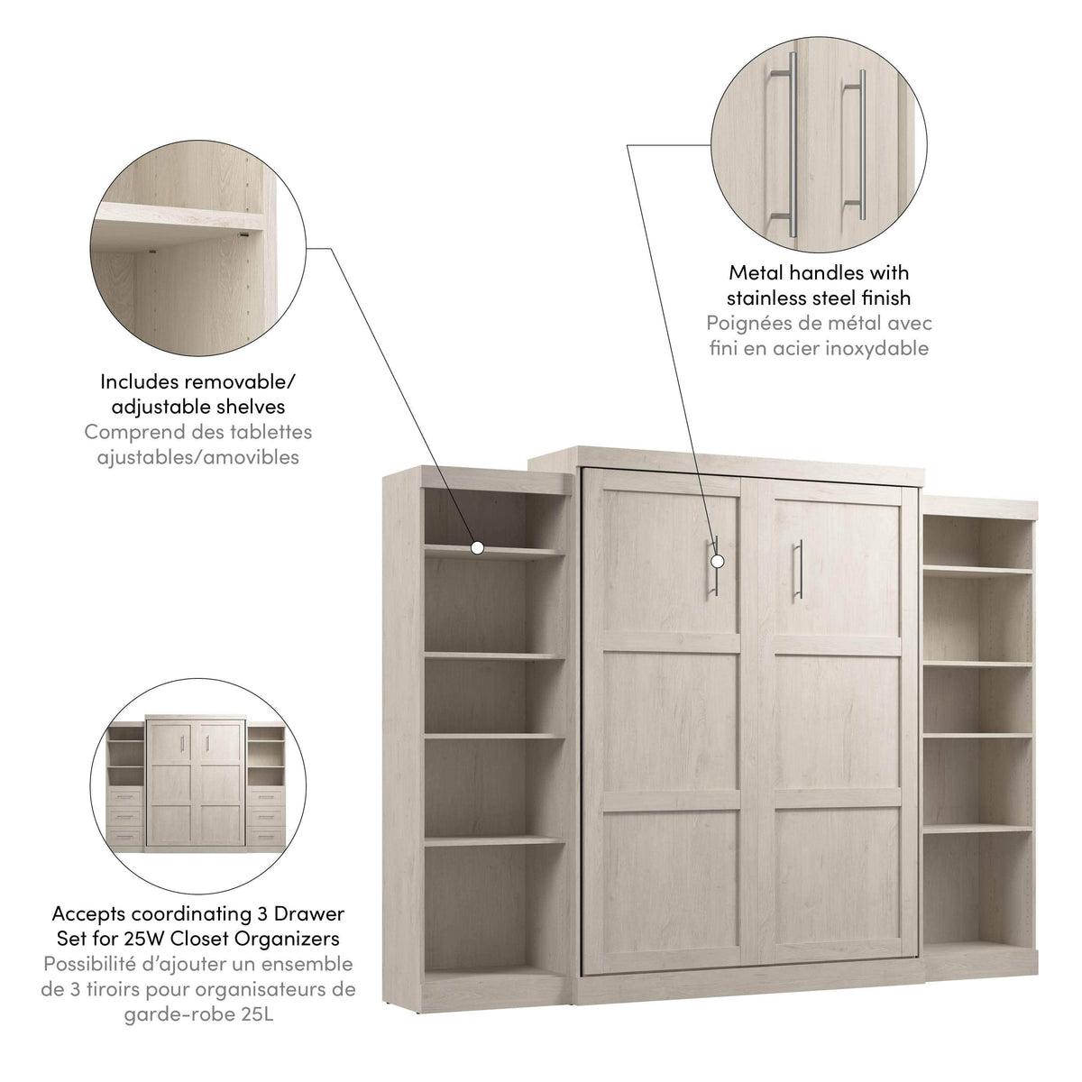 Modubox Pur Queen Murphy Wall Bed and 2 Storage Units (115W), image 60