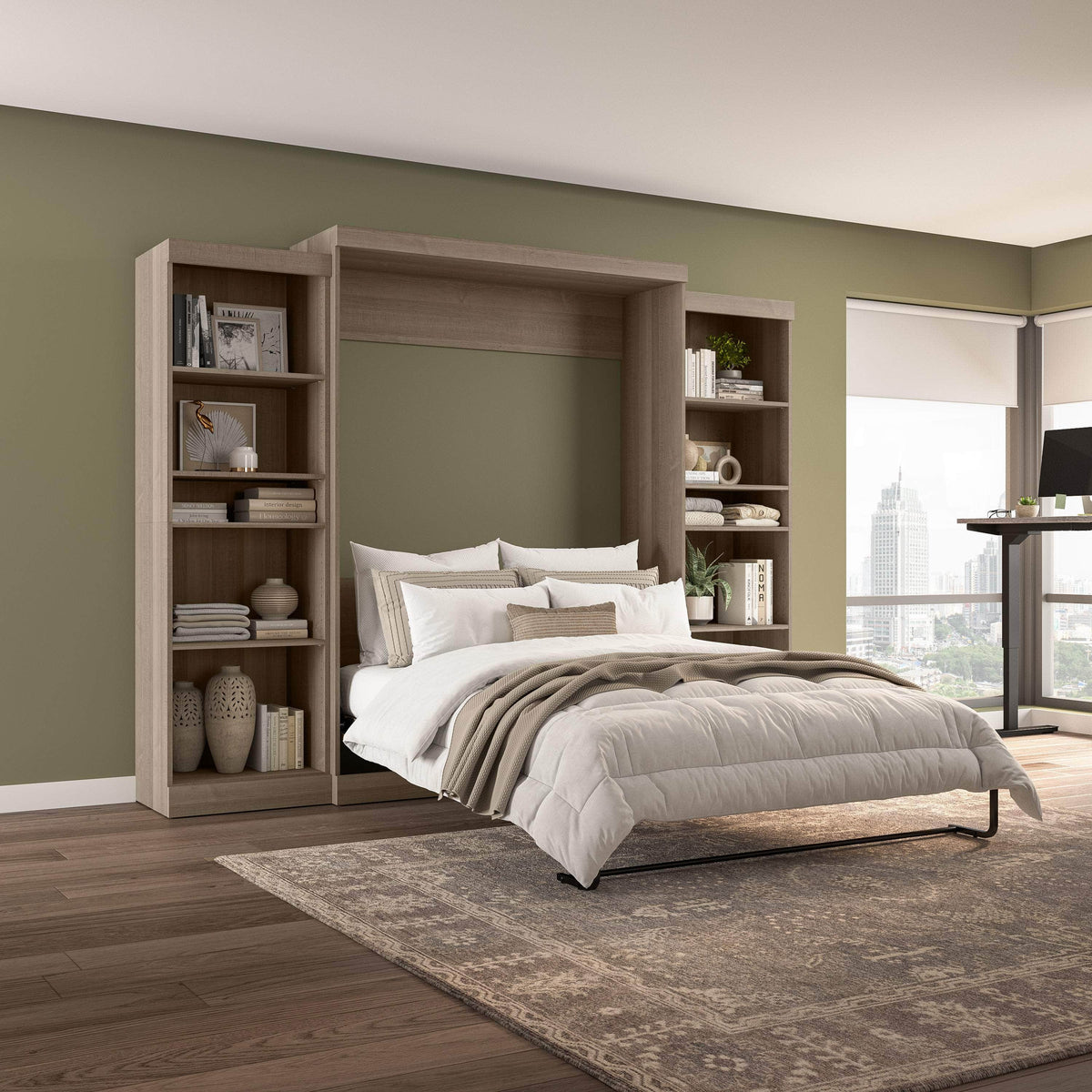 Modubox Pur Queen Murphy Wall Bed and 2 Storage Units (115W), image 66