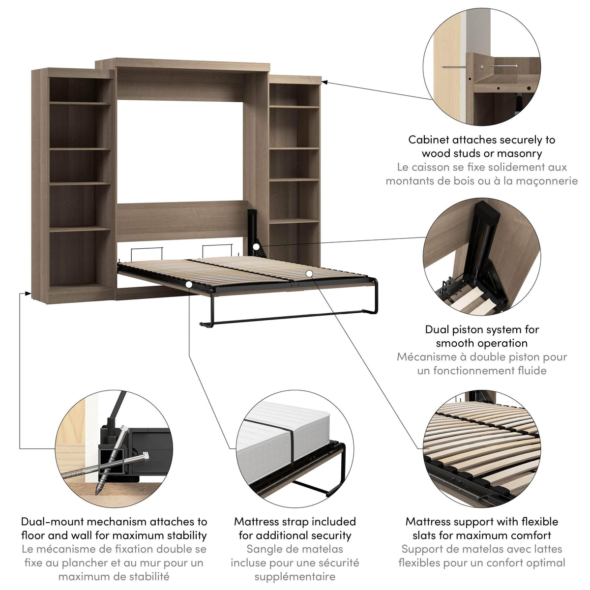 Modubox Pur Queen Murphy Wall Bed and 2 Storage Units (115W), image 70