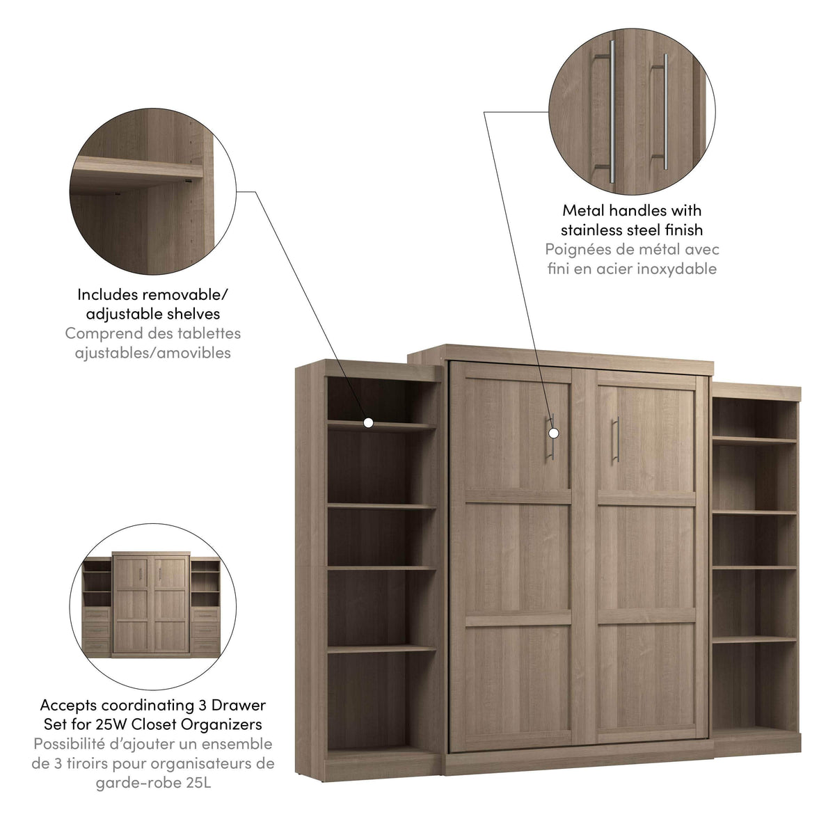 Modubox Pur Queen Murphy Wall Bed and 2 Storage Units (115W), image 73