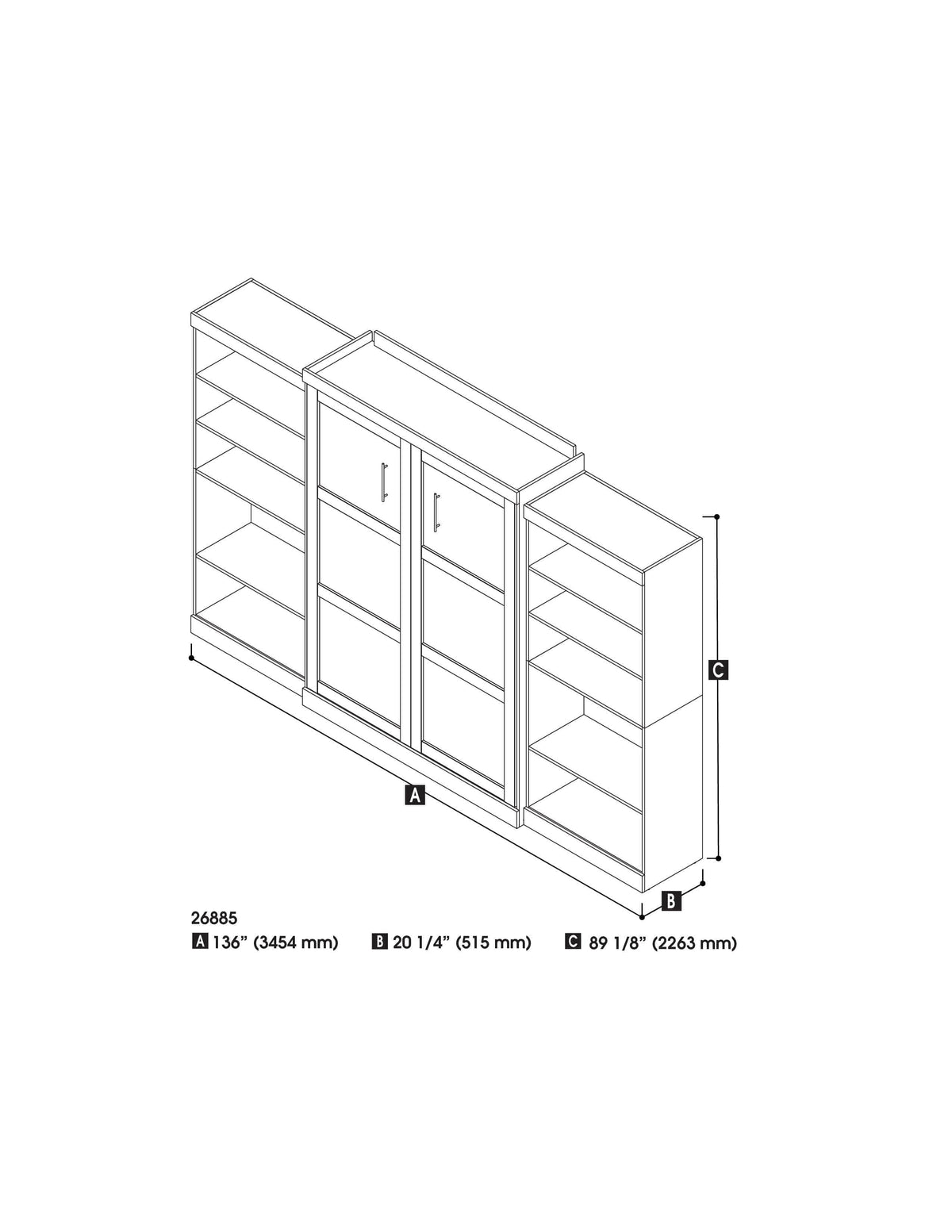 Modubox Pur Queen Murphy Wall Bed and 2 Storage Units (136”), image 1