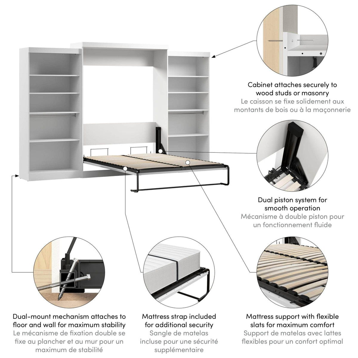 Modubox Pur Queen Murphy Wall Bed and 2 Storage Units (136”), image 15