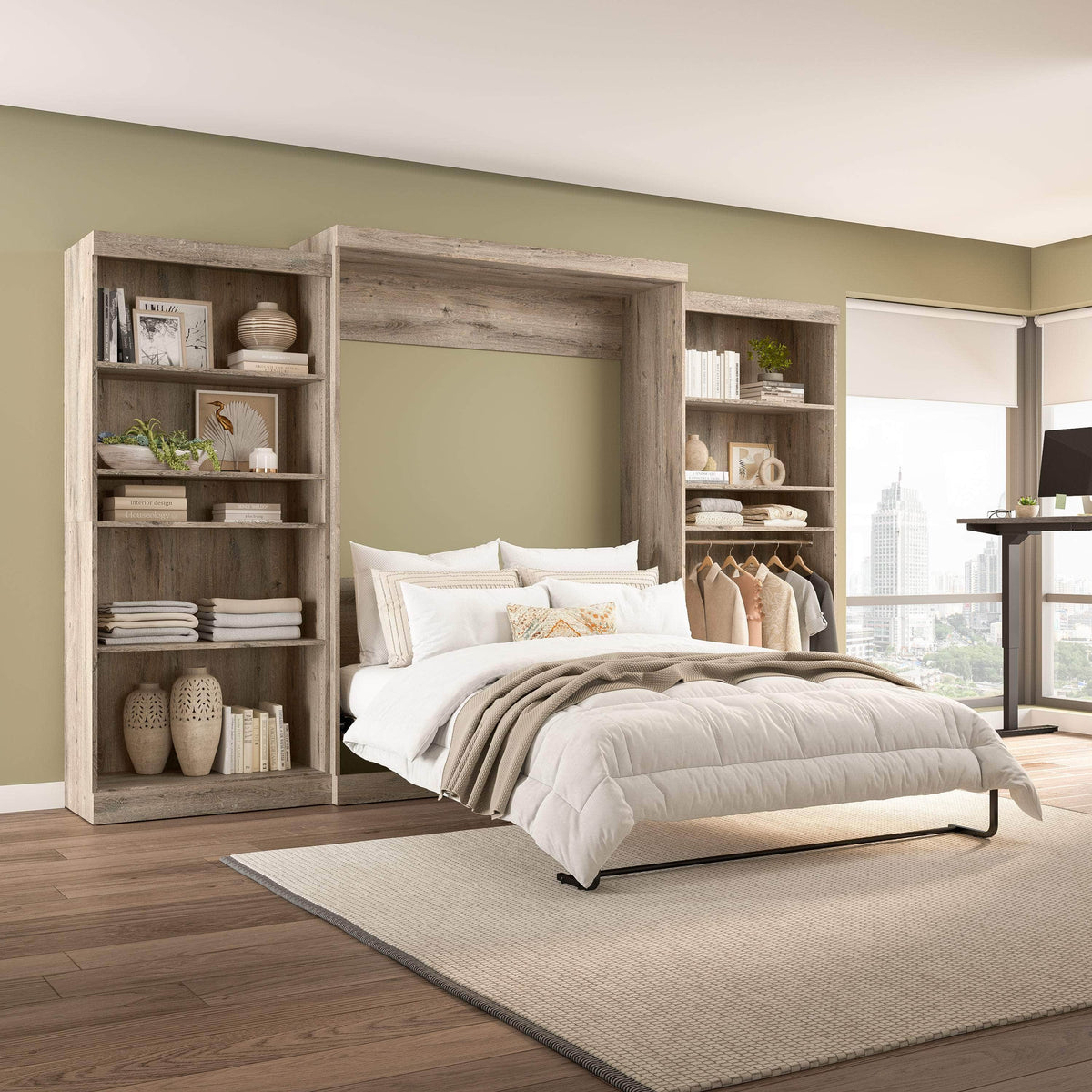 Modubox Pur Queen Murphy Wall Bed and 2 Storage Units (136”), image 23
