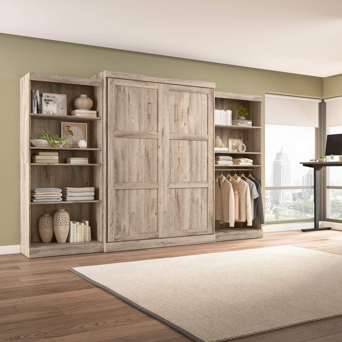 Modubox Pur Queen Murphy Wall Bed and 2 Storage Units (136”), image 24