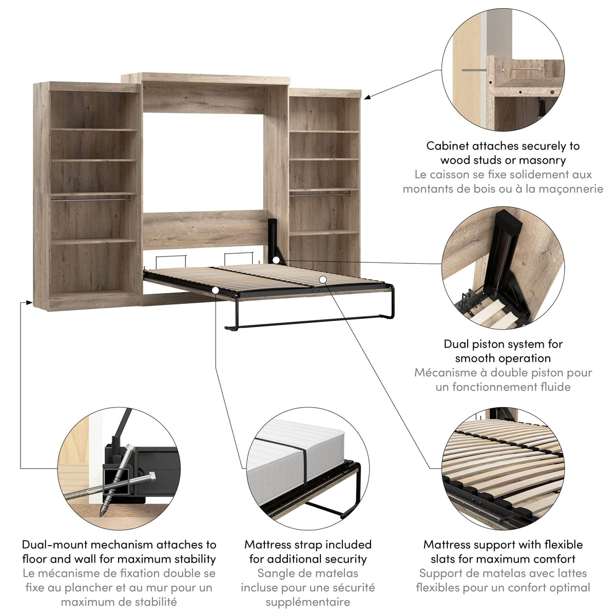 Modubox Pur Queen Murphy Wall Bed and 2 Storage Units (136”), image 29