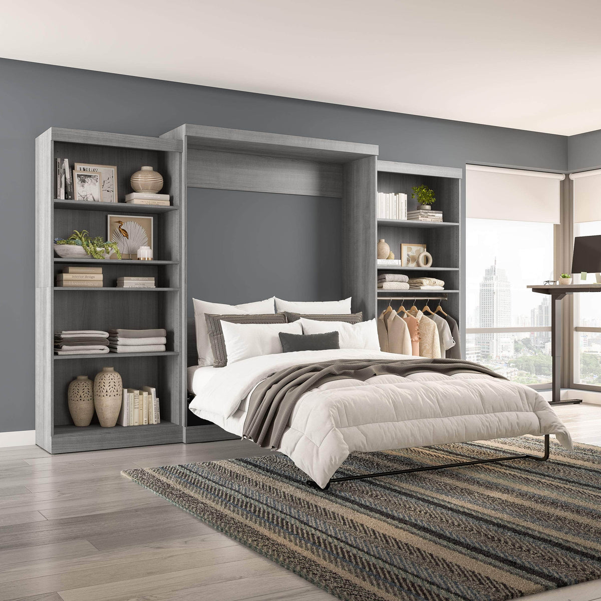 Modubox Pur Queen Murphy Wall Bed and 2 Storage Units (136”), image 35
