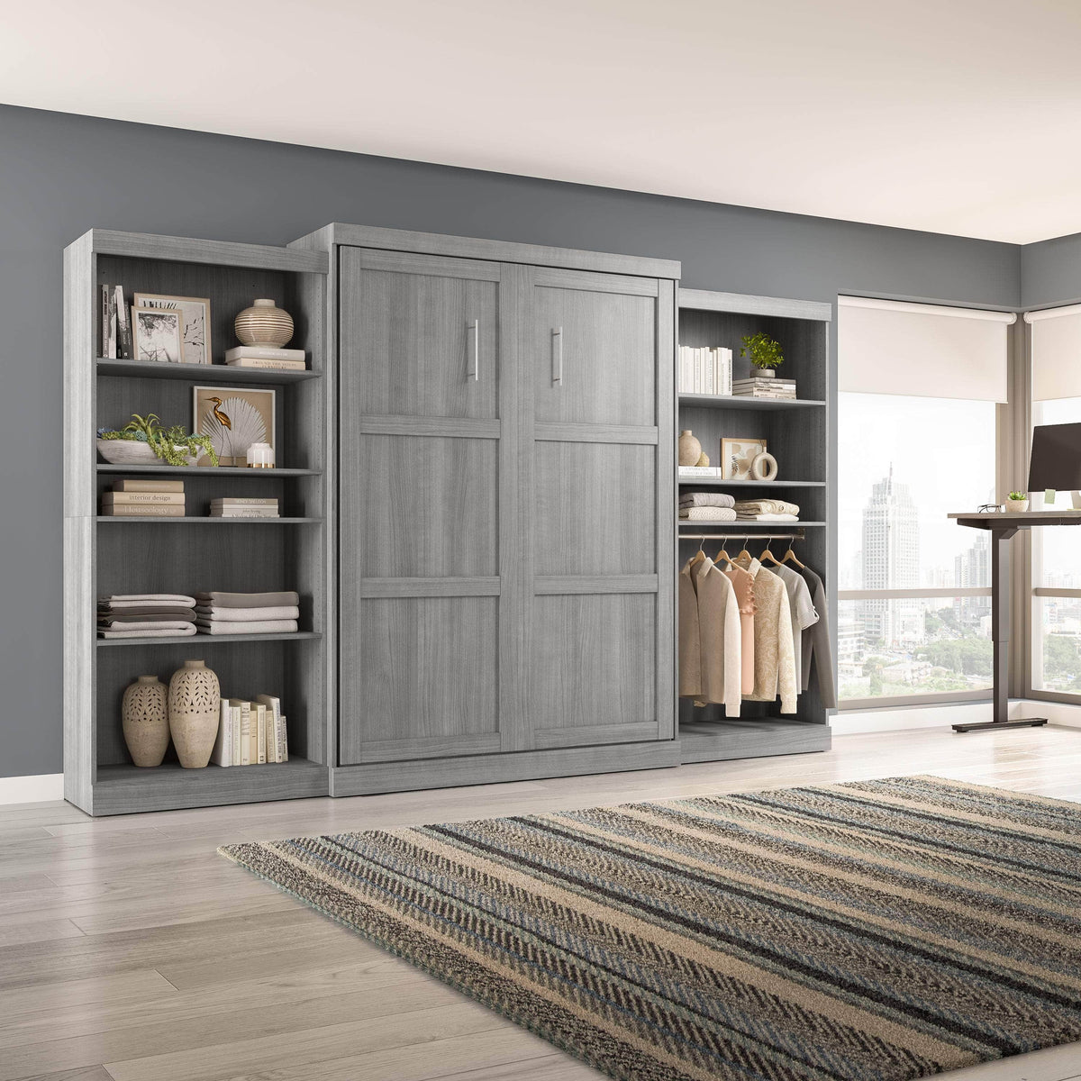 Modubox Pur Queen Murphy Wall Bed and 2 Storage Units (136”), image 38