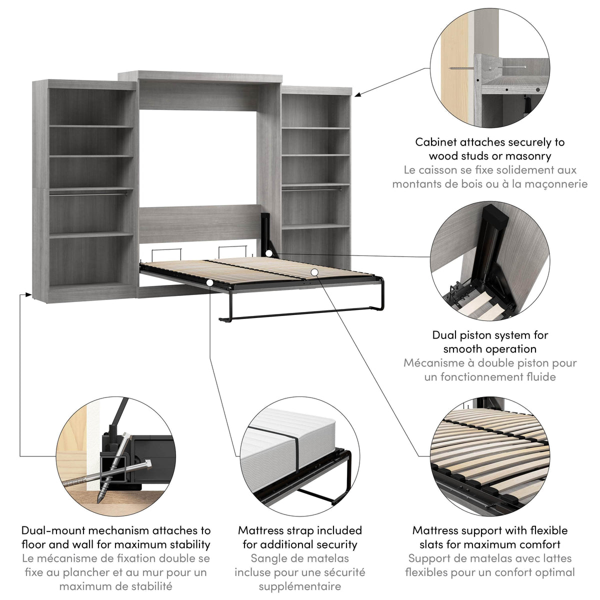 Modubox Pur Queen Murphy Wall Bed and 2 Storage Units (136”), image 42
